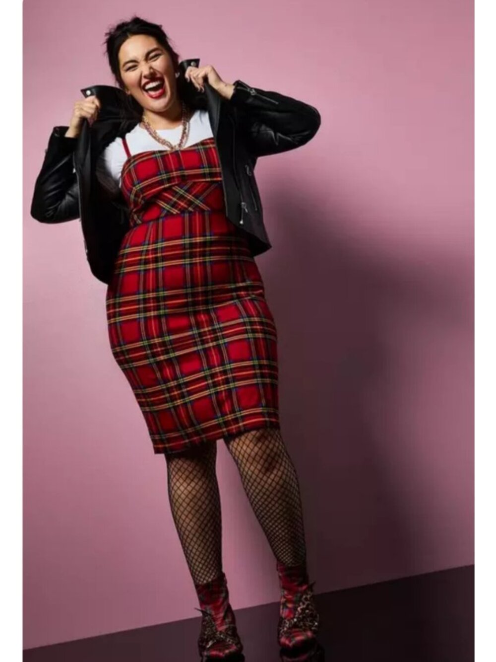Torrid Betsey Johnson Red Tartan Plaid Ponte Dress 20 - Picture 2 of 12